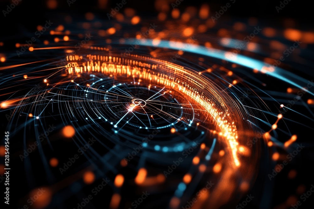 Poster speedometer on a networked connection design showcasing dynamic data flow and visualization, speedom