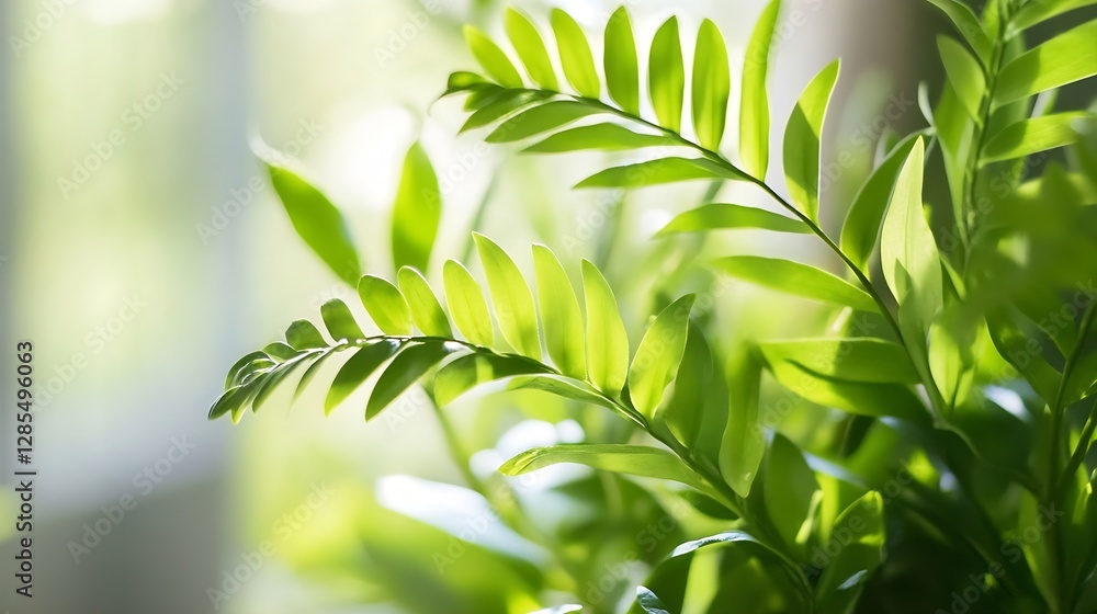 Leinwandbilder vibrant green leaves illuminated by soft sunlight creating a tranquil and serene atmosphere in a liv