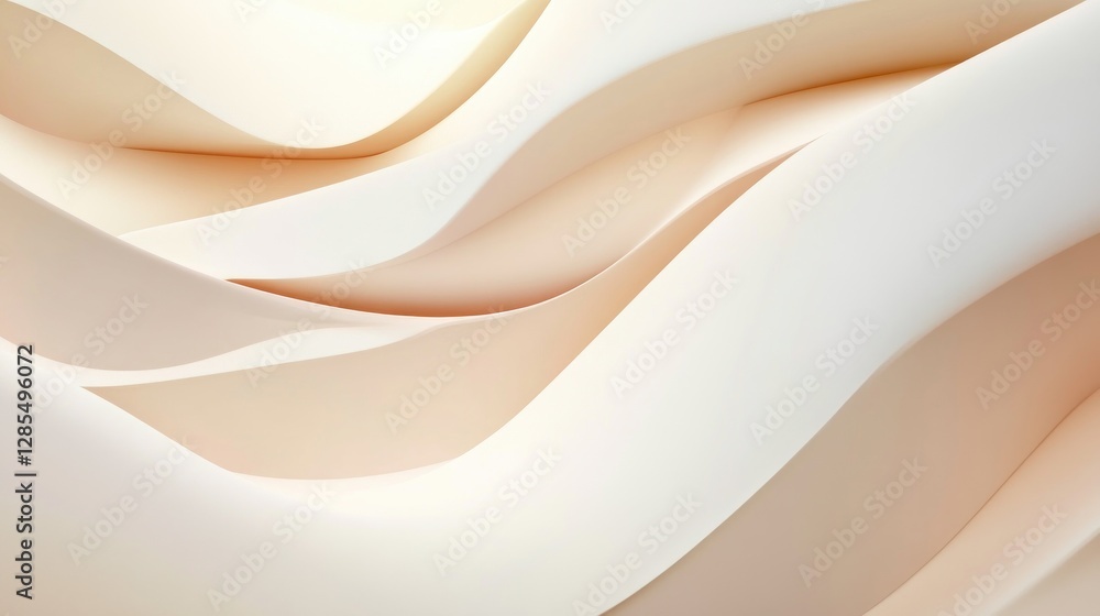 Poster soft, flowing waves of cream and peach fabric create a serene backdrop, enhancing a tranquil atmosph