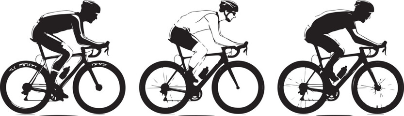 Fototapeta premium Dynamic Cyclist Silhouettes Vector Set