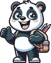 A cute cartoon panda baby, a vector illustration of a fun, smiling Asian bear