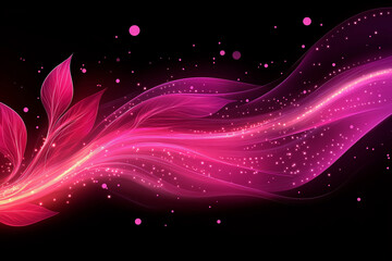 Abstract Swirling Pink Waves with Light Sparks on a Black Background, Vivid abstract, artistic