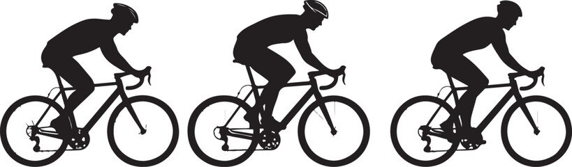 Obraz premium Dynamic Cyclist Silhouettes Vector Set