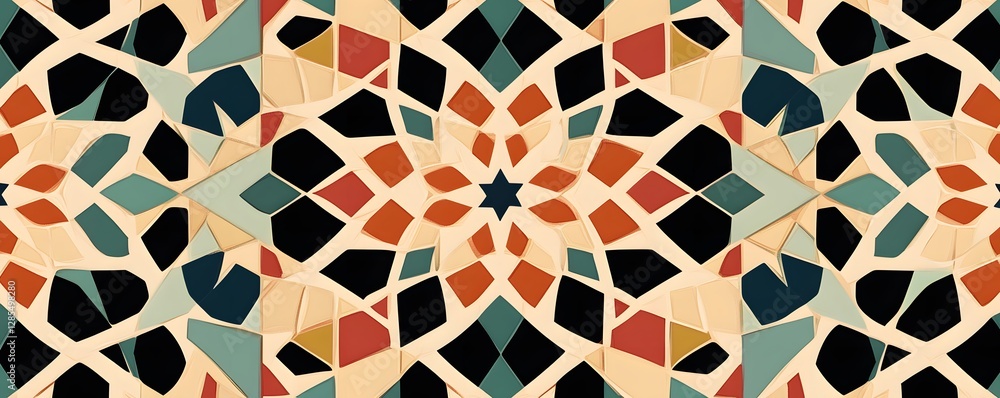 Aufkleber abstract mosaic artwork featuring geometric shapes and repeating patterns