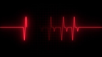 neon heart cardiogram animation on black background. heartbeat and pulse line animated. Heartbeat Line 4k video footage.