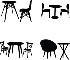 table and chairs silhouette vector illustration