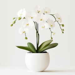 Fototapeta premium White Orchid in Modern Pot
