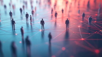 Network of connected individuals represents human digital interconnection and relations