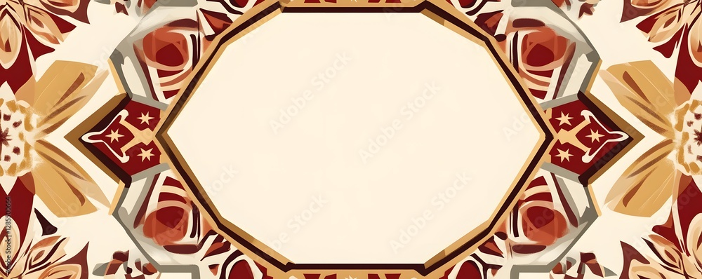 Poster geometric floral decorative frame design with an empty center