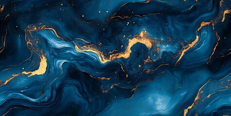 Obraz premium Dark blue marble with golden veins, a seamless texture for floor and wall tiles
