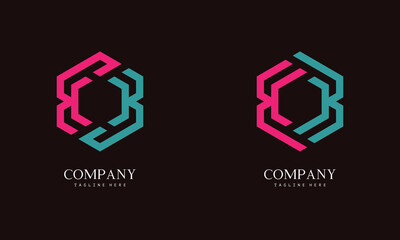 Set of hexagon-shaped monogram logo with the initial letter K. Suitable for various businesses.