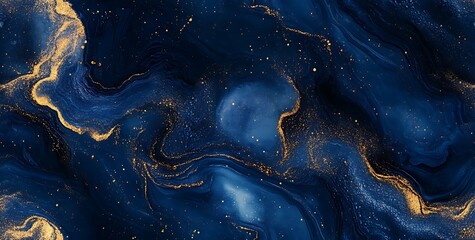 Obraz premium Dark blue marble with golden veins, a seamless texture for floor and wall tiles