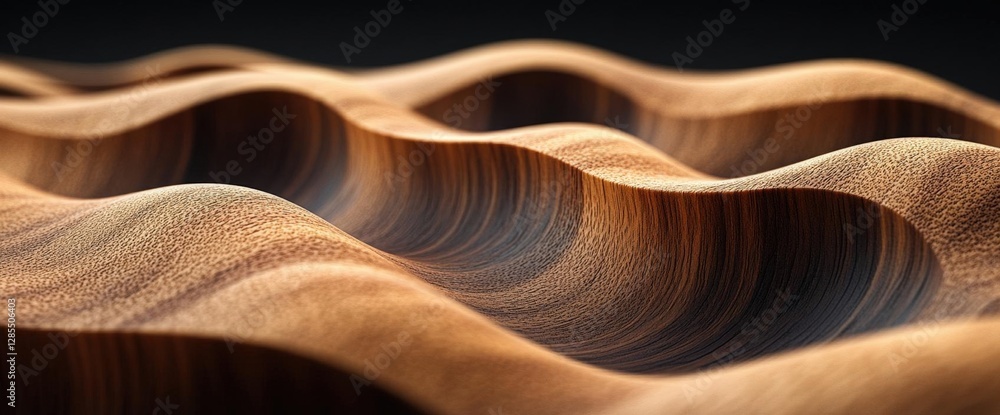 Aufkleber abstract wood waves in 3d render against dark background with pixelated effect