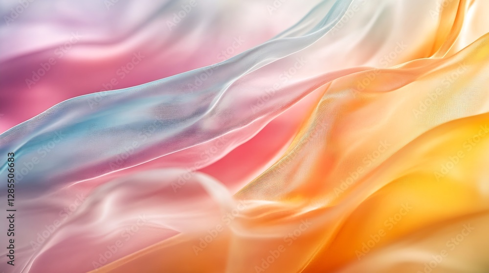 Aufkleber colorful flowing fabric with soft textures in abstract design : generative ai