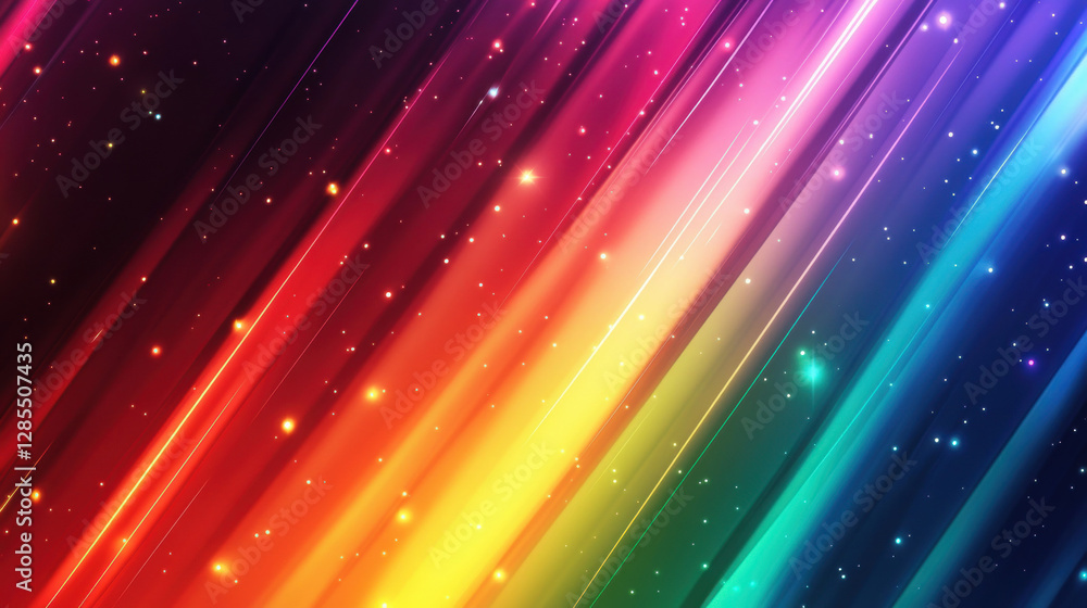 Poster a vibrant, abstract background featuring colorful, diagonal streaks of light against a dark backdrop