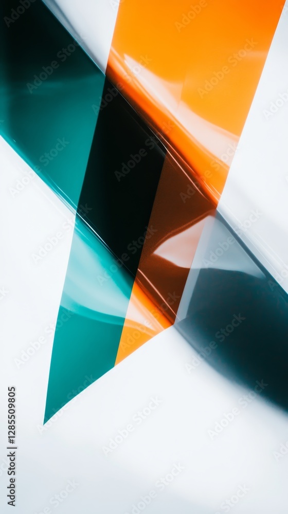 Poster colorful abstract shapes and reflections of light create a modern art effect on a bright backdrop in
