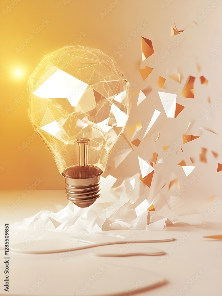 Poster creative light bulb concept representing innovation and ideas in a modern design : generative ai