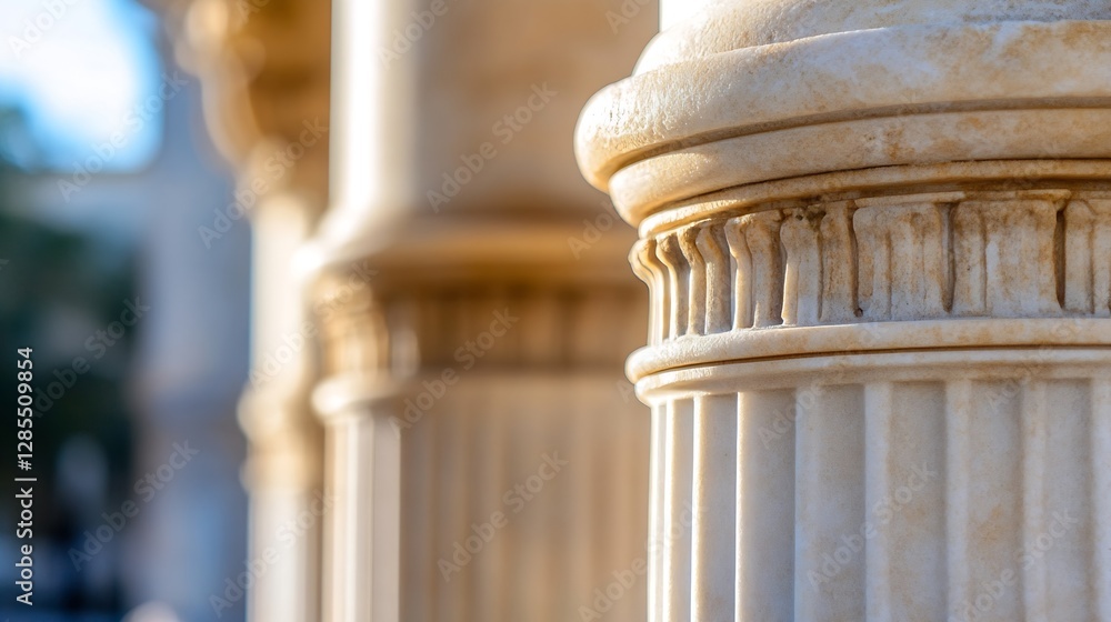 Aufkleber Close up of ancient columns highlighting detailed architecture and classical design : Generative AI