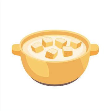 yellow bowl soup with croutons clip art preview