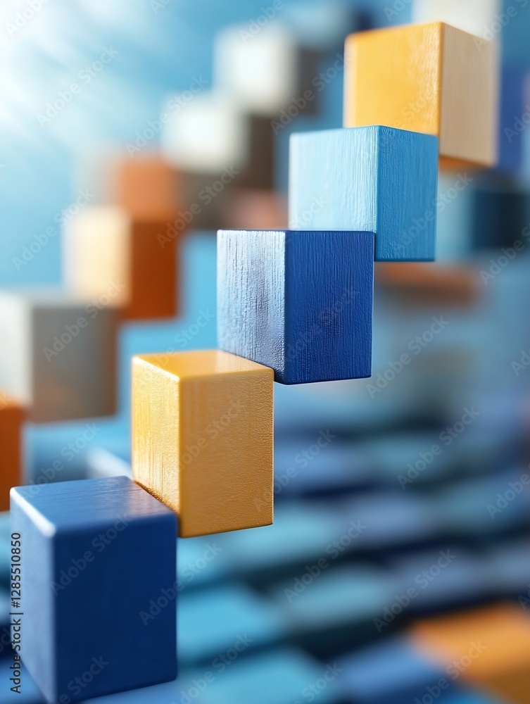 Poster colorful building blocks forming a staircase increasing creativity and imagination : generative ai