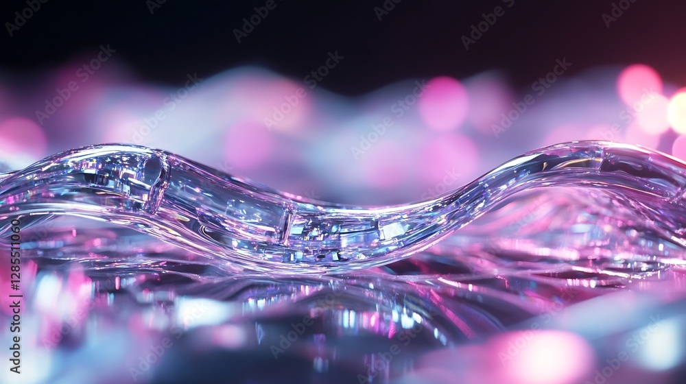 Poster Abstract Glass Waves with Colorful Bokeh Effect Captured in Soft Focus Light : Generative AI