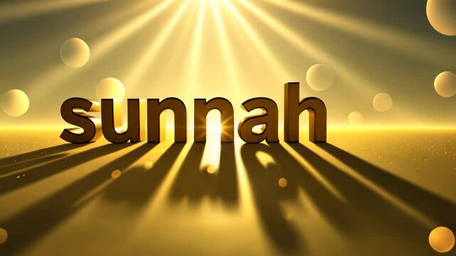 The word sunnah is written in gold on a yellow background. The letters are large and bold