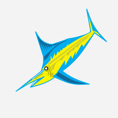 marlin fish mascot vector style illustration