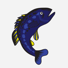 blue tuna fish mascot vector style illustration