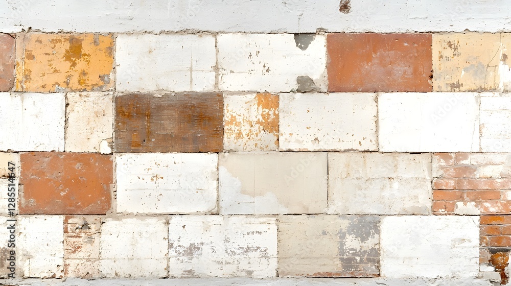 Poster closeup of an old distressed brick wall with a weathered grungy texture featuring earthy red brown a