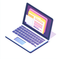 Laptop displaying multiple open documents and colorful tabs, symbolizing multitasking, productivity, and digital organization