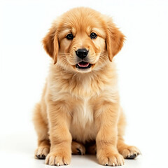 golden retriever puppy on white background