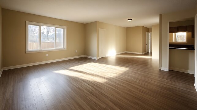 Empty and Spacious Room with Natural Light and Neutral Walls : Generative AI