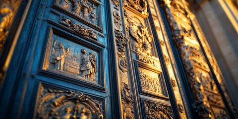 Sunlight Illuminating Bronze Reliefs The