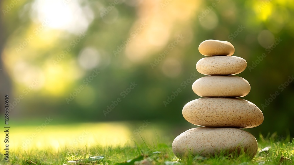 Leinwandbilder balanced serenity with a stack of smooth stones in nature's tranquil setting : generative ai