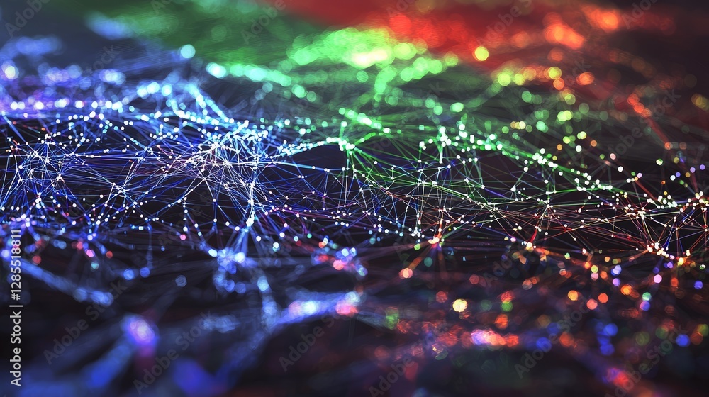 Aufkleber colorful abstract network of points and lines in digital space