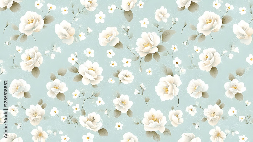 Aufkleber elegant and intricate vintage inspired wallpaper design featuring a lush floral pattern in muted pas