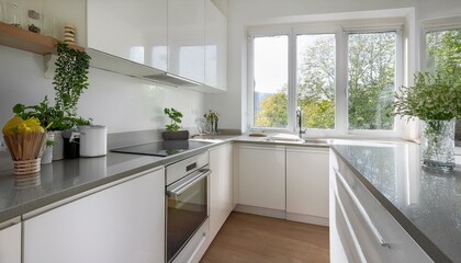 White kitchen with a window