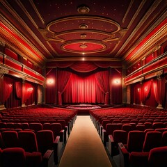 cinema auditorium with khaki carpet
