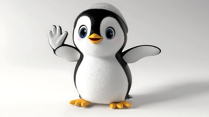 Fototapeta premium A cute penguin is waving at the camera. generated using AI
