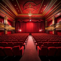 cinema auditorium with pale red