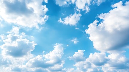 Fototapeta premium Bright Blue Sky with Fluffy White Clouds in a Vibrant Atmosphere for Scenic Views : Generative AI