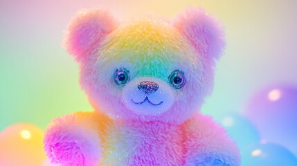 Fototapeta premium Iridescent neon hues blend with soft pastel gradients, evoking a futuristic, dreamlike ambiance. 
