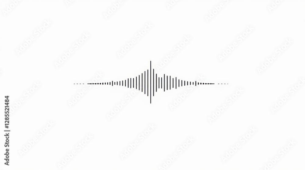 Poster sound wave visualization on white backdrop. minimalist audio representation for various applications