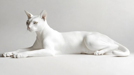 White Cat Relaxing Minimalist Sculpture Artistic Elegance Soft Features Contemporary Design