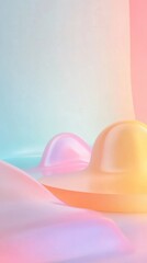 Iridescent neon hues blend with soft pastel gradients, evoking a futuristic, dreamlike ambiance.
