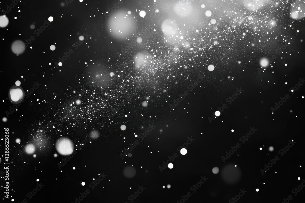 Poster Bright white particles create a magical bokeh effect in a clean, tranquil atmosphere, Particles white business clean bright glitter bokeh dust abstract background