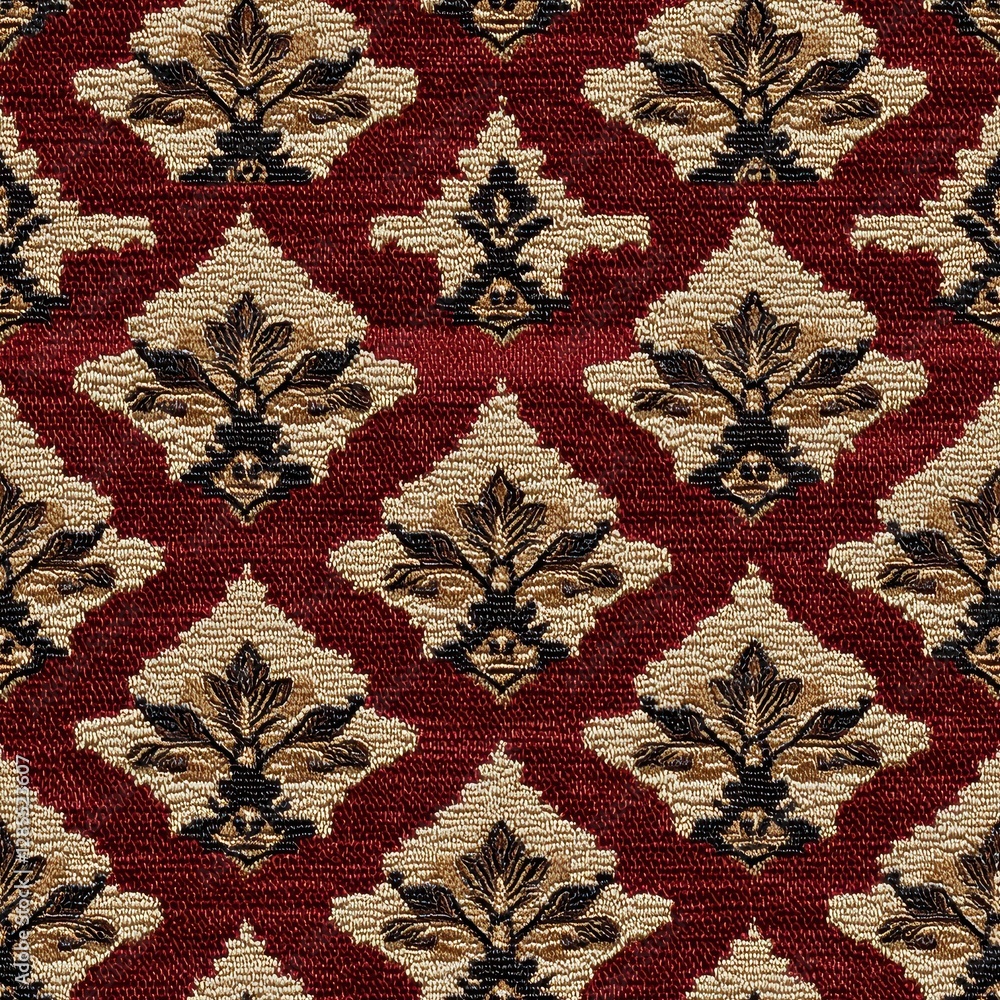 Poster pattern seamless texture for game, striking red and black floral pattern with bold colors and distin