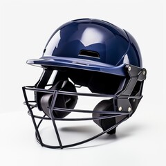 Naklejka premium A blue baseball helmet on white background