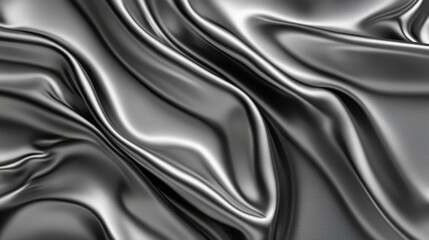 Fototapeta premium Luxurious Silver Satin Fabric with Soft Waves and Elegant Texture
