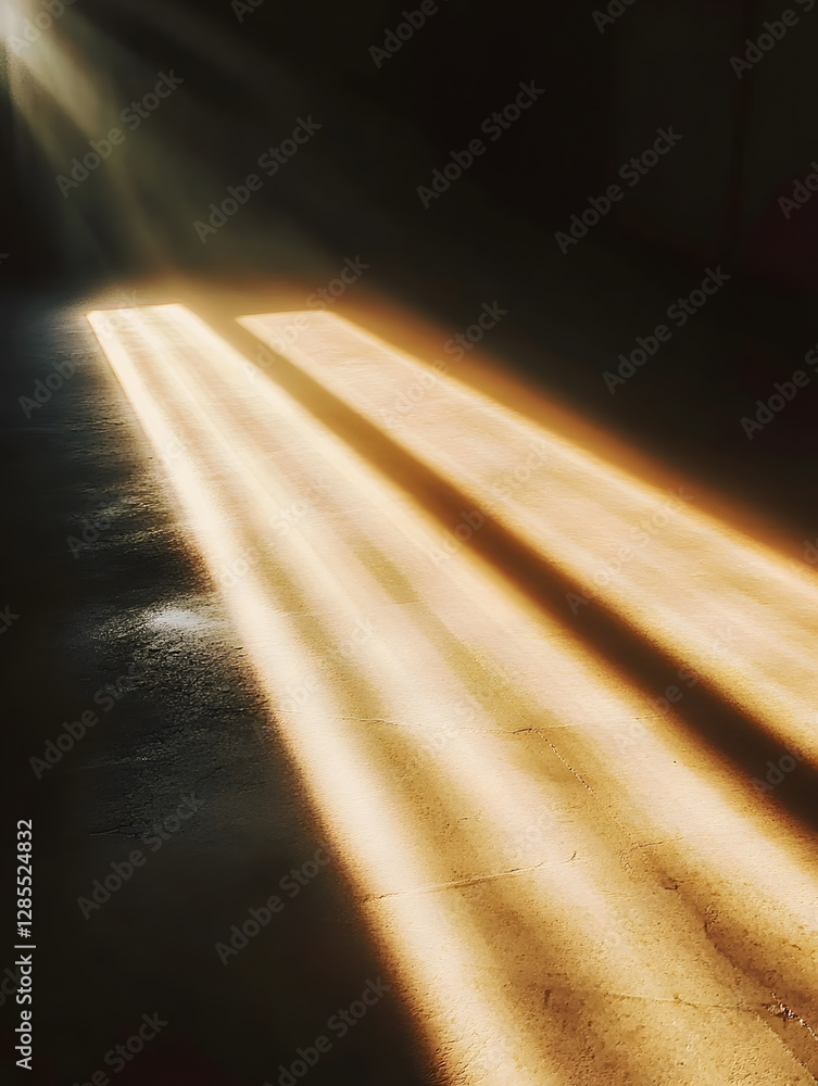 Leinwandbilder sunlight streaming through windows casting golden light patterns : generative ai